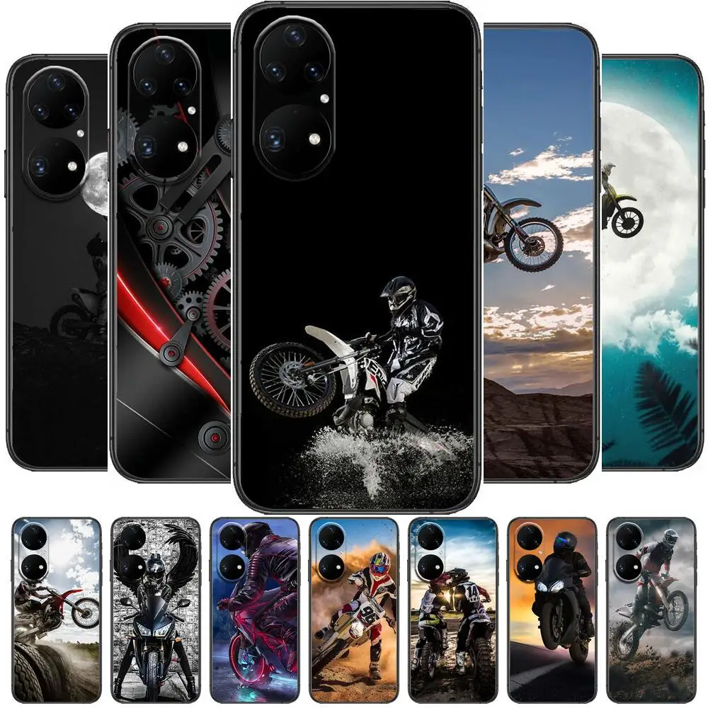 

Popular Motocross sports Phone Case For Huawei p50 P40 p30 P20 10 9 8 Lite E Pro Plus Black Etui Coque Painting Hoesjes comic fa