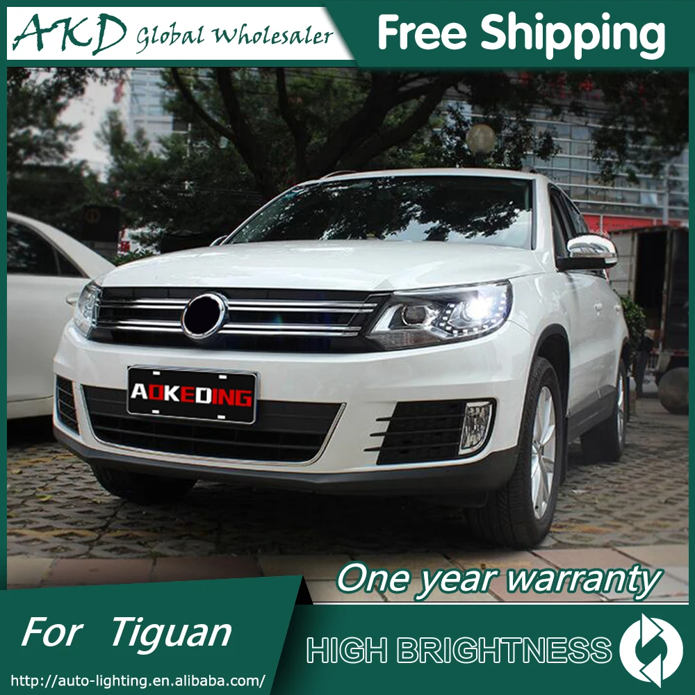 AKD автомобильный Стайлинг для VW Tiguan фары 2013- Tiguan светодиодный налобный фонарь светодиодный DRL Биксеноновые линзы фары дальнего ближнего света для парковки