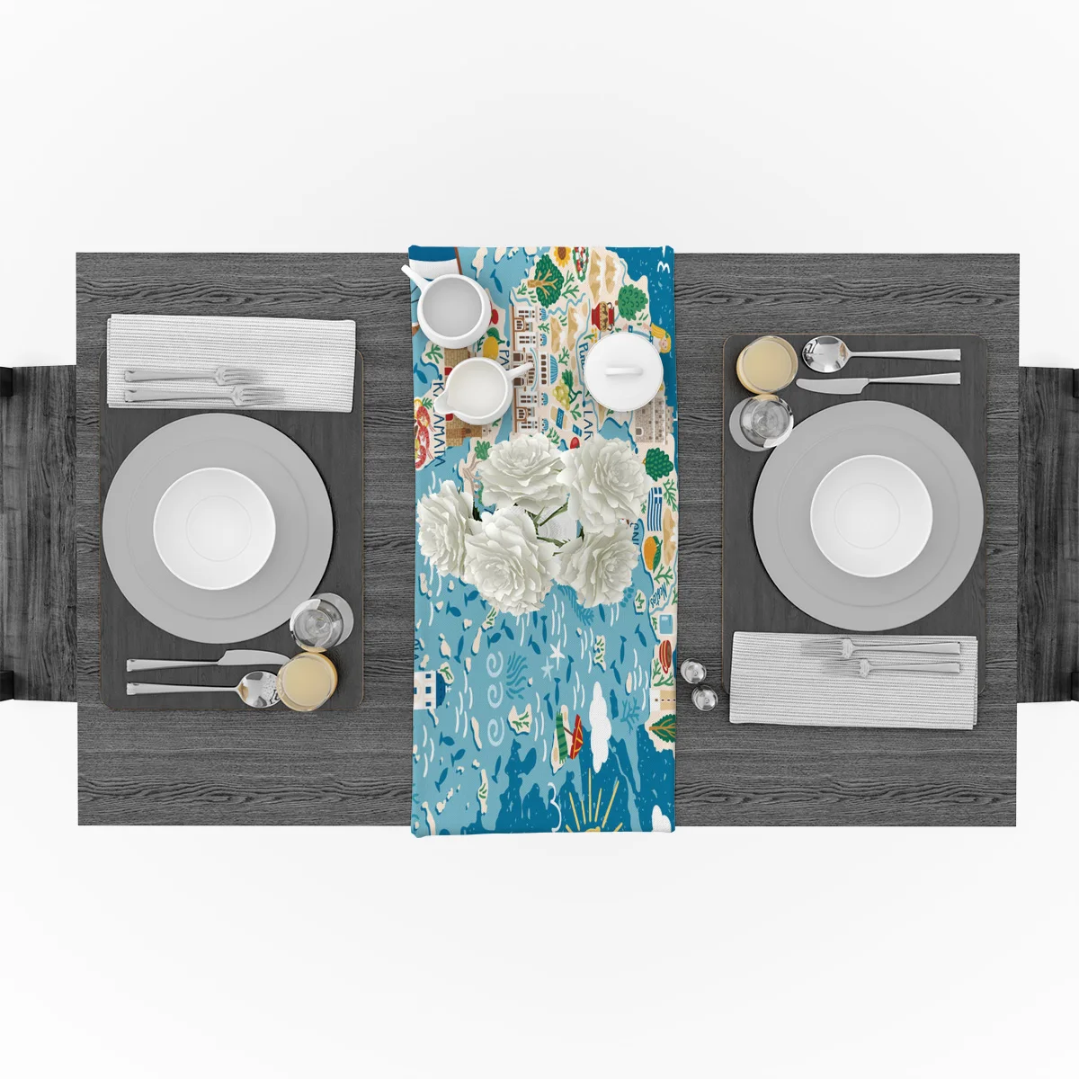 Греческий Остров Карта мультфильм современная настольная дорожка для свадебной