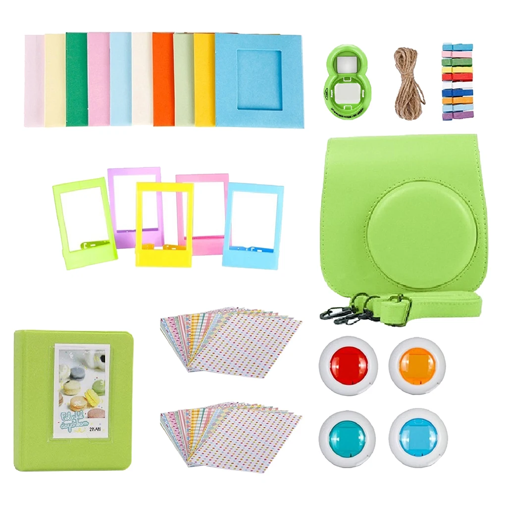 

9 in1 Photo Accessories Shoulder Camera Bag Protective Case Colorful Leather Camera Bag for Fujifilm Instax Mini 8/ MINI8+/ 9