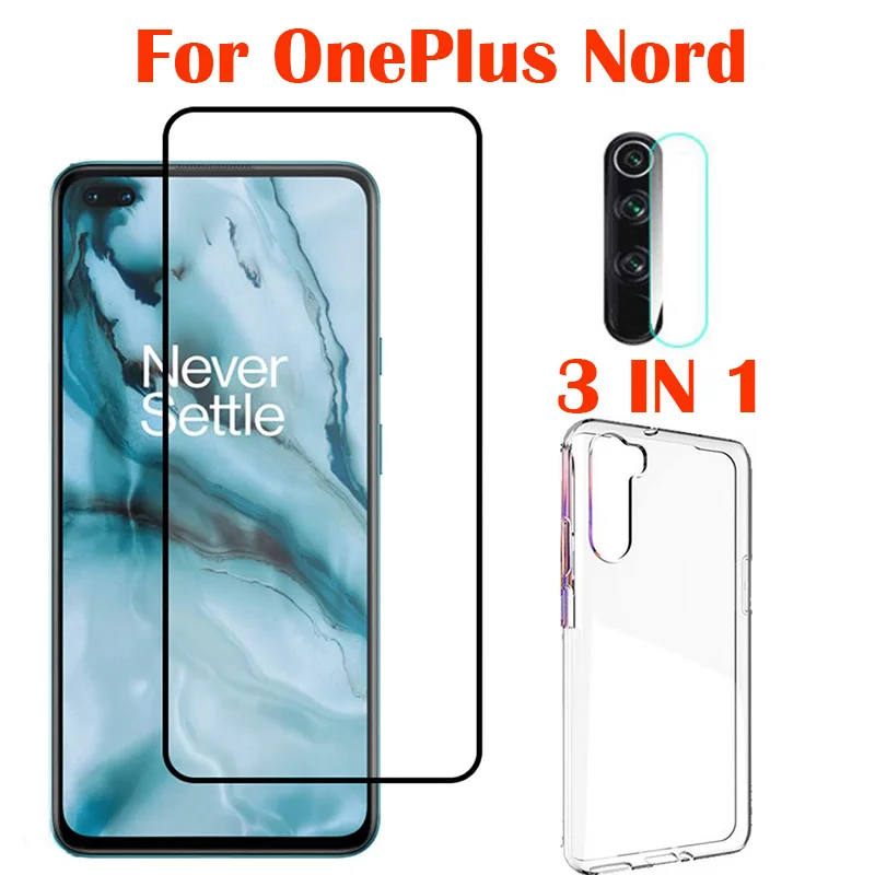 Стеклянный чехол 3 в 1 для OnePlus Nord защита экрана стекло полная Z One Plus стеклянный