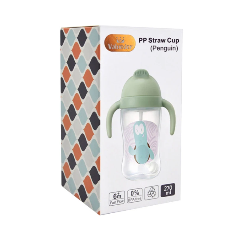 PP детские чашки для кормления с ручкой набор анти-колик 270 мл воды соломой и милой