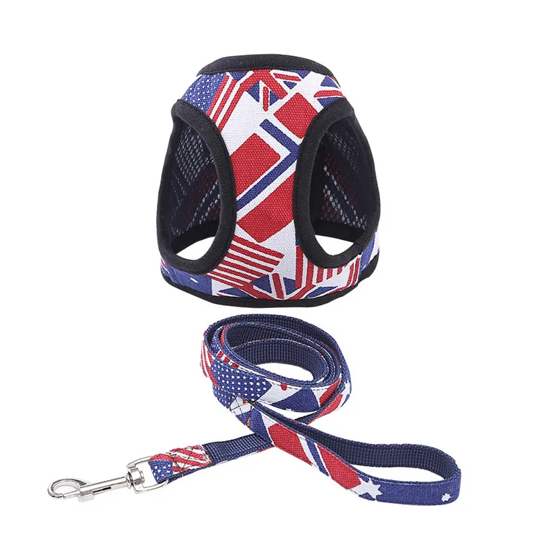 Новый 1 шт. поводок для собак + нагрудный ремень Регулируемый дышащий с рисовым