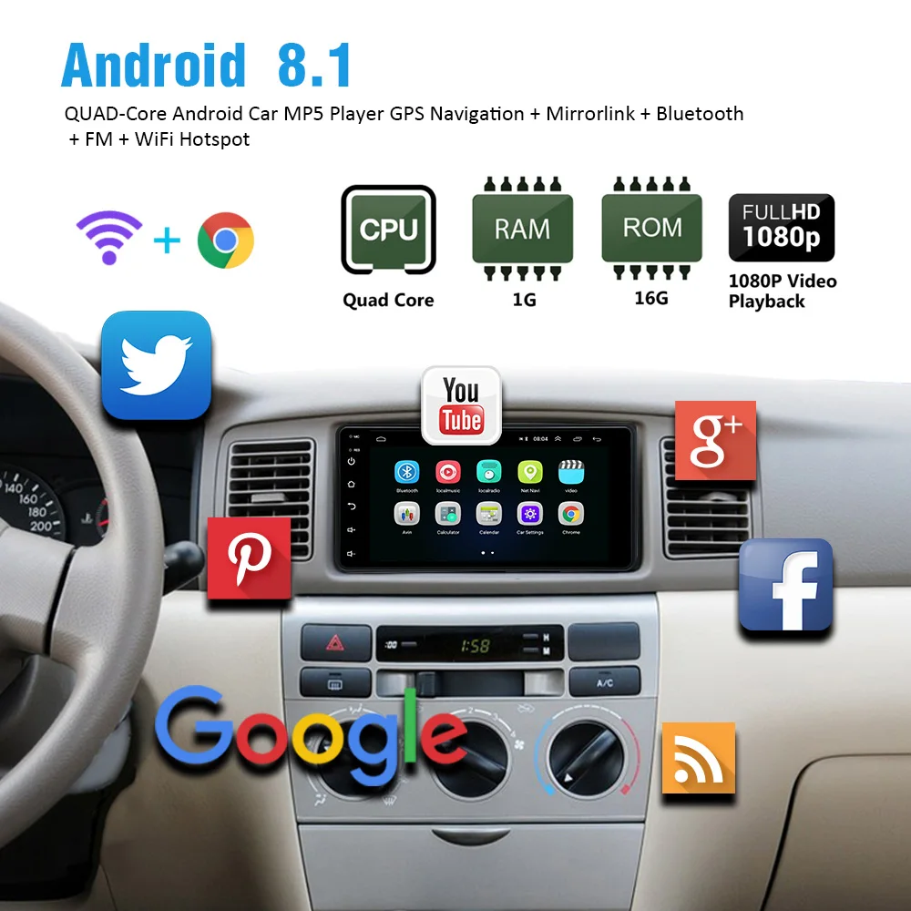 Автомагнитола AMPrime мультимедийный плеер на Android с 7 &quotсенсорным экраном GPS Wi Fi 1 ГБ