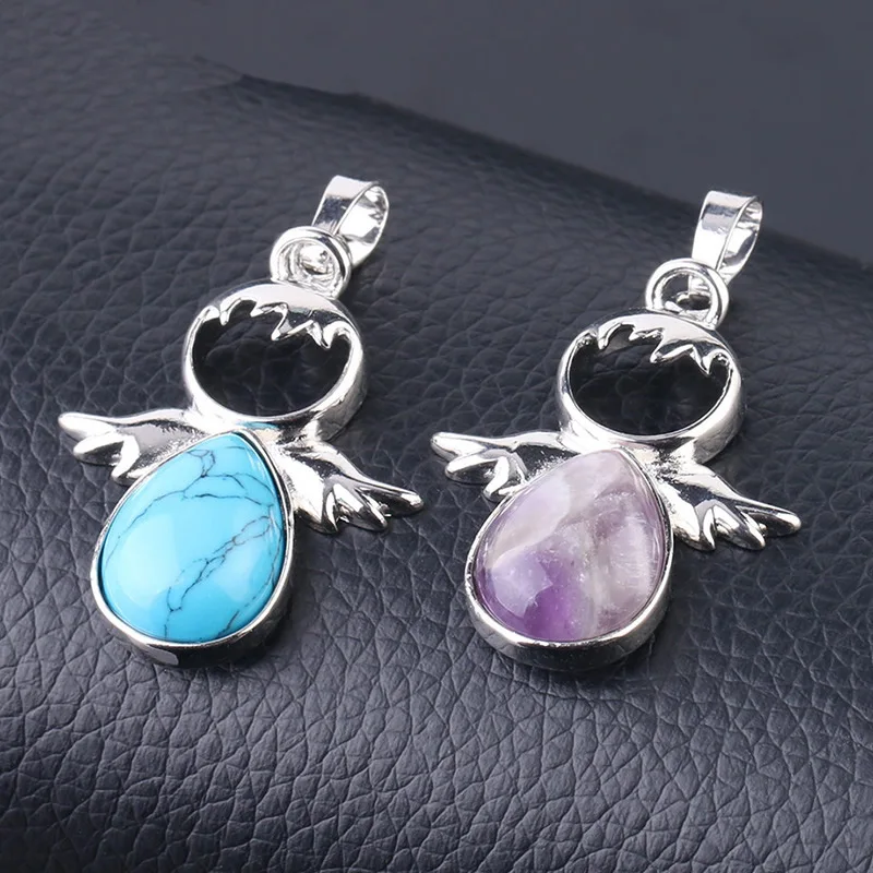 Ожерелье с подвеской в виде крыла ангела из натурального хрусталя|Подвески| |