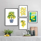 Желтые фрукты, лимон, акварельная живопись, художественные принты, кухонные стены, декоративные картины, цитрусовые, растительные, холщовые плакаты