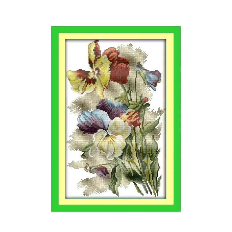 

Pansy (4) cross stitch kit flower 14ct printed fabric canvas stitching embroidery DIY handmade needlework