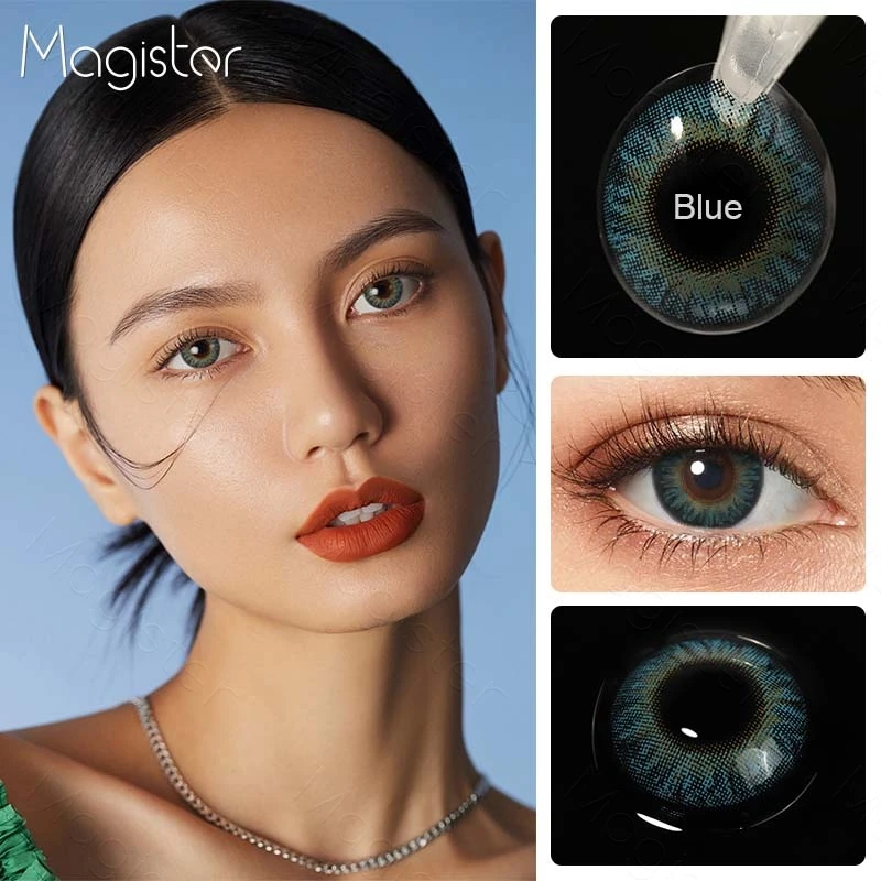 Цветные линзы для глаз 1 пара линз синие контактные цветные 3 тона