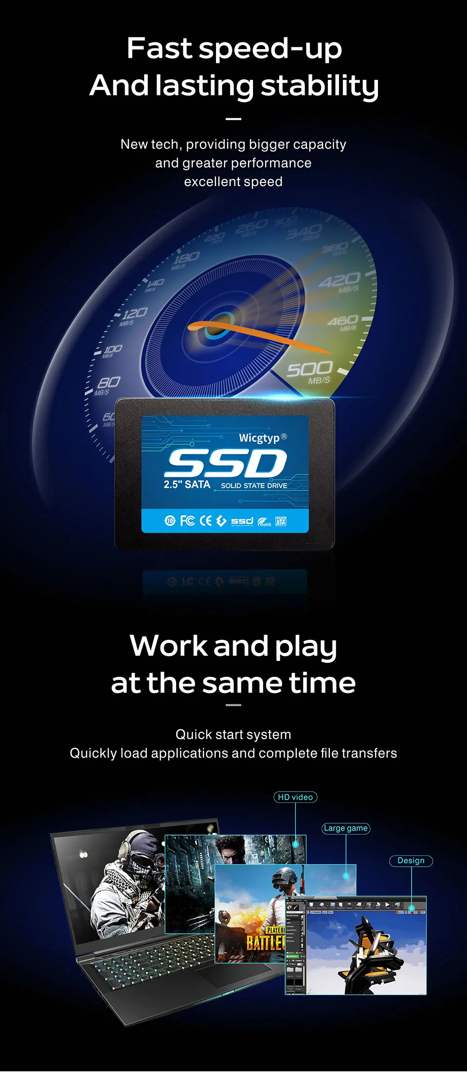 Wicgtyp 2,5 жесткий диск SATA III 6 ГБ/сек. SATA II SSD 64 Гб 128 ГБ 256 512 1 ТБ твердотельный диск 2," hd SSD флэш-накопитель Жесткий диск
