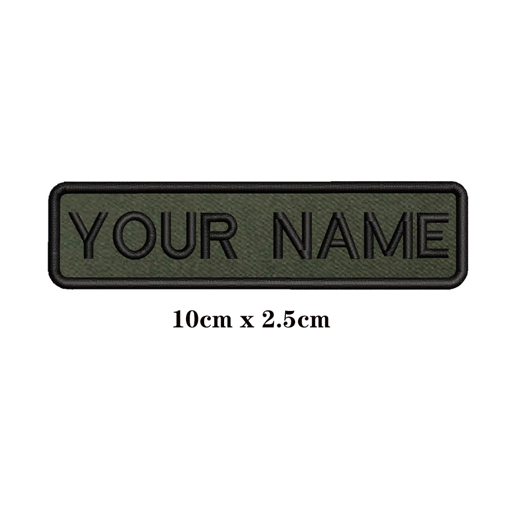 

10X2.5cm Army Green background Embroidery Custom Name Text Patch Stripes badge Iron On Or Velcro Backing Patches For Clothes