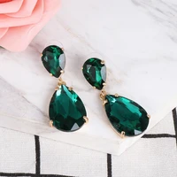 womens emerald earrings posts green large emerald teardrop drop estate style earrings may birthstone bridesmaid wedding gift