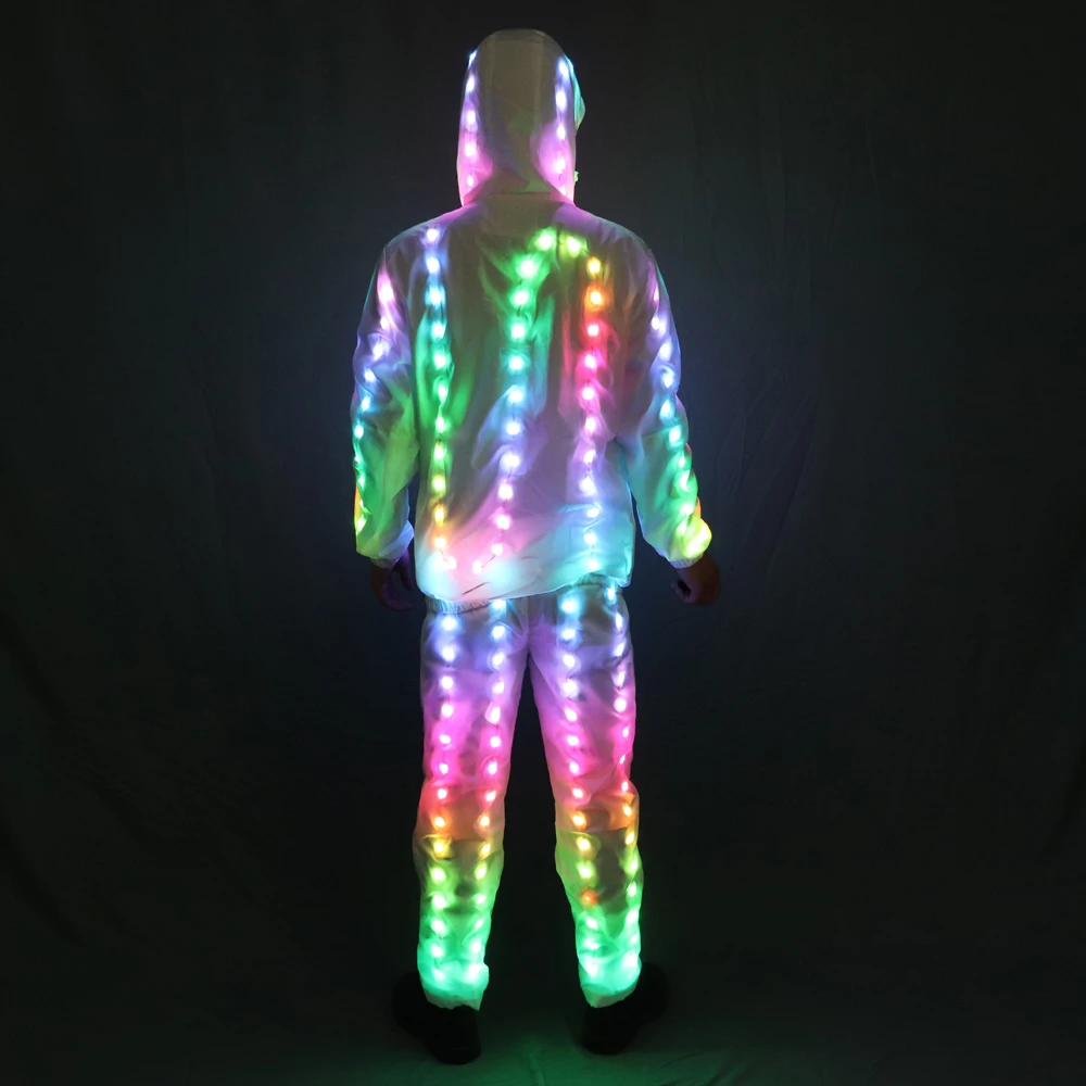 Chaqueta con luces LED a todo Color, abrigo, pantalones, traje de iluminaci&oacute;n para Rave, disfraz creativo para escenario exterior, vestido de lujo para fiesta de navidad-5