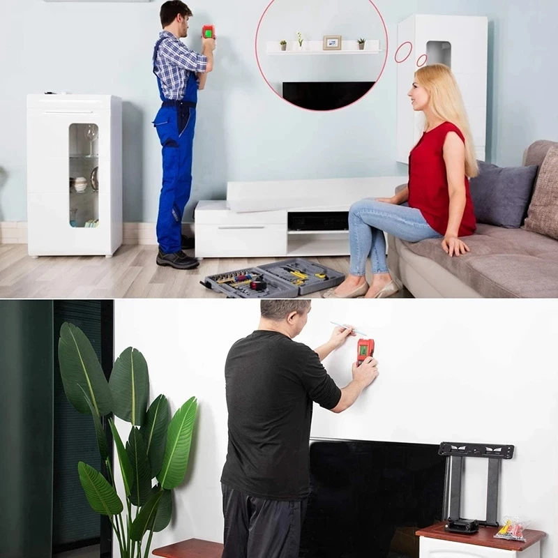 

LCD Display Stud Finder Sensor Wall Detector for Wood Metal Studs AC Wire Moisture Temperature Detection