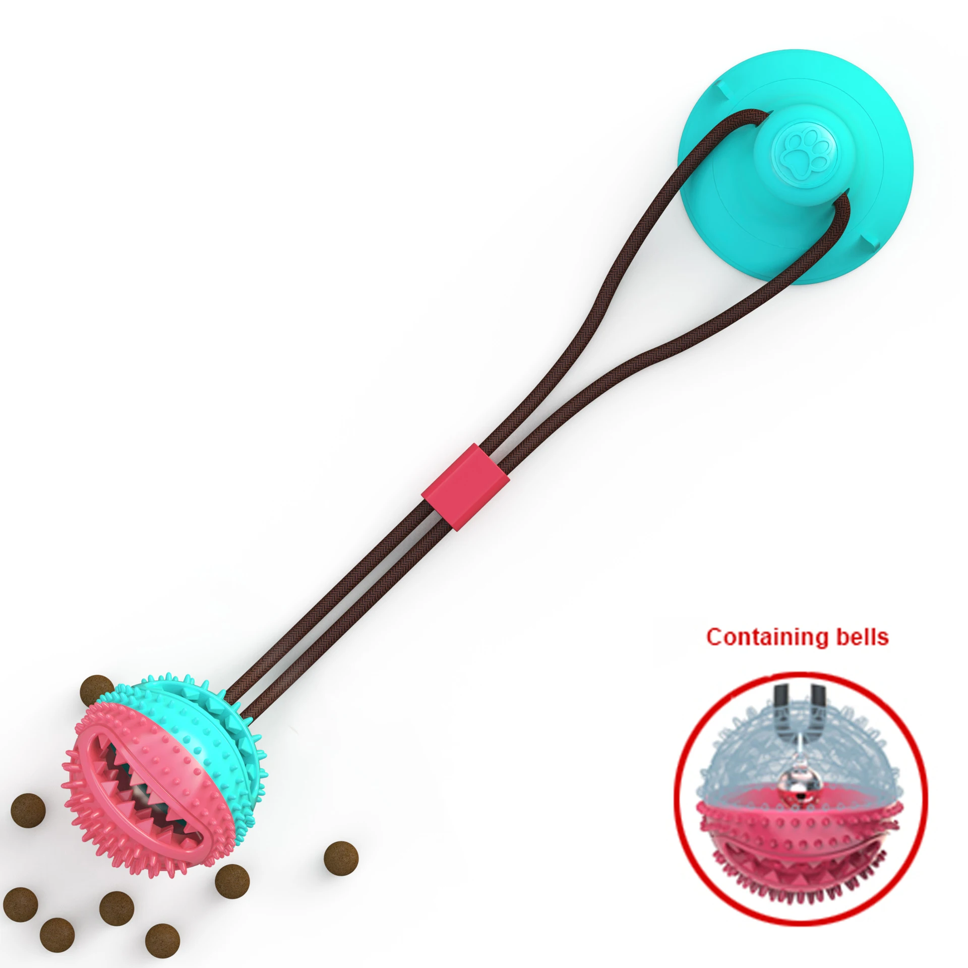 

Tug Dog Toy with Suction Cup Push Elastic Ropes Pet Tooth Cleaning Chewing Playing IQ Treat Puppy Cats Toys Rubber