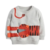 baby girl clothes toddler 2021 new autumn cotton designer animal applique sweatshirt gray tiger sweater for kids 2 7 years