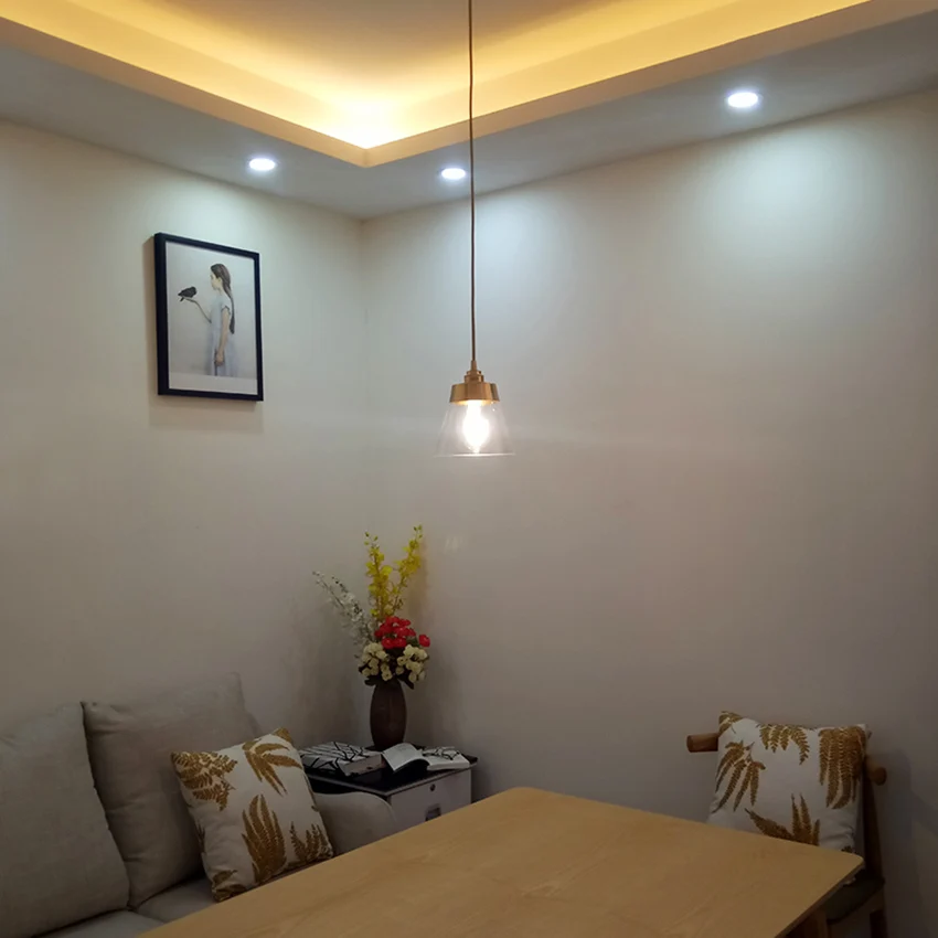 Стеклянный подвесной светильник в скандинавском стиле современный медный