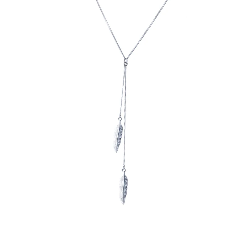 Necklace SA SILVERAGE модные ювелирные серьги Настоящее серебро 925 проба Висячие серьги для женщин Изящные Ювелирные изделия кисточка с длинными перьями для женщин - Цвет камня: Necklace