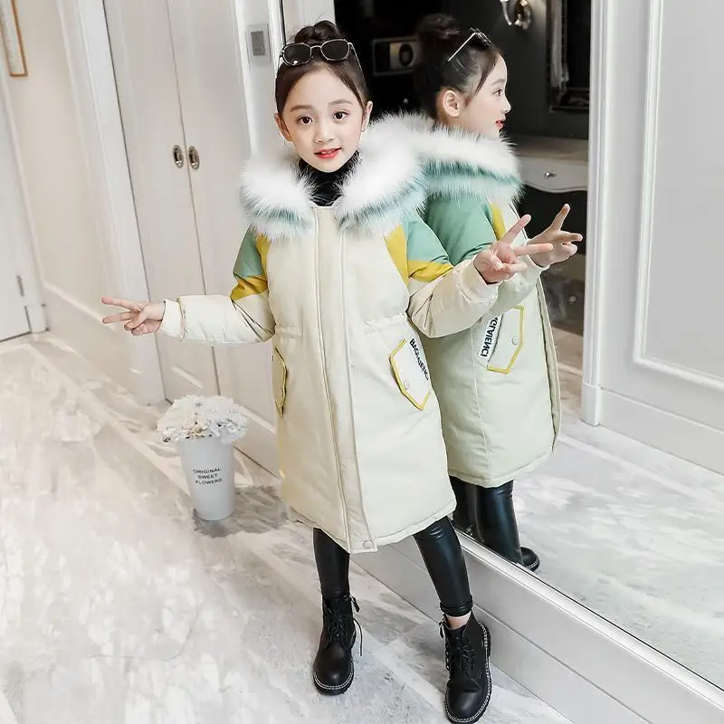 -30° Russian Winter Parkas Down Jacket Teen Warm Coat Outerwear Teenage Outfit Children Kids Girls Fur Hooded 4-16 Years | Детская