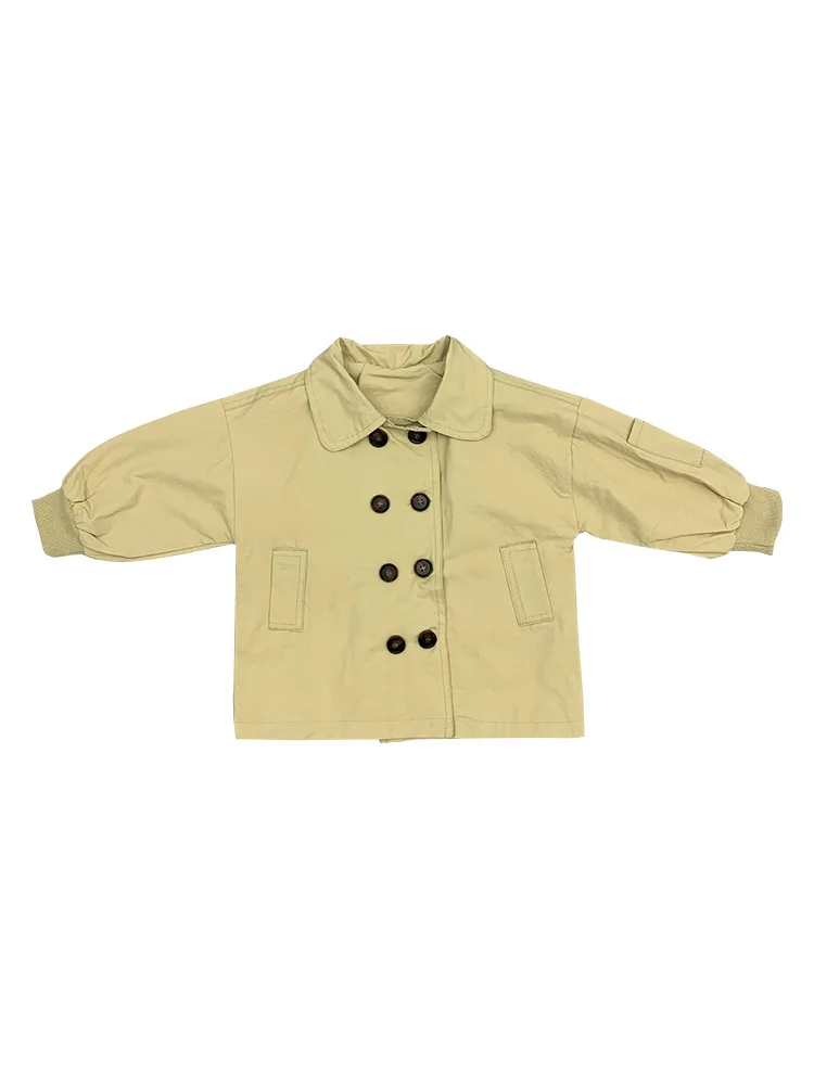 

Children's Long Trench Coat Boys and Girls Lapel Fashion Jackets Toddler Outwear Kids Long Sleeve Windbreaker Coat Jackets 2-6Y