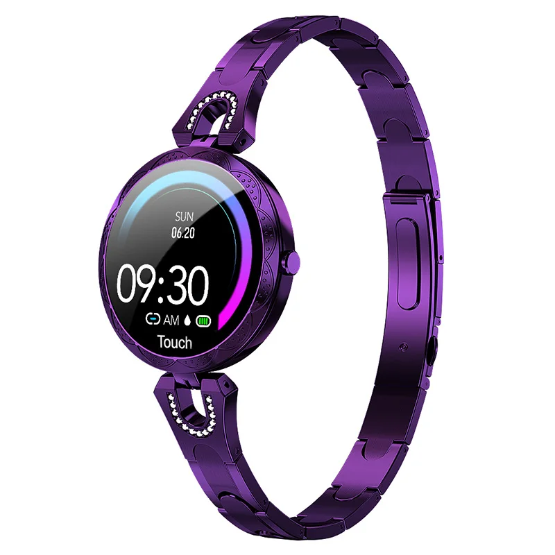 Purple Модные часы Smart Watch Для женщин Водонепроницаемый Мониторинг частоты сердечных сокращений Bluetooth шагомер для IOS и Android Фитнес браслет «Умные» часы - Цвет: Purple