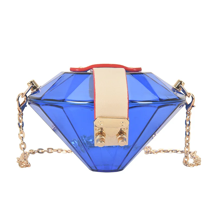New Acrylic Diamond Shape Chain Shoulder Bag Women Purses and Handbags Small Crossbody Bag Wedding Clutch Female Evening Bag