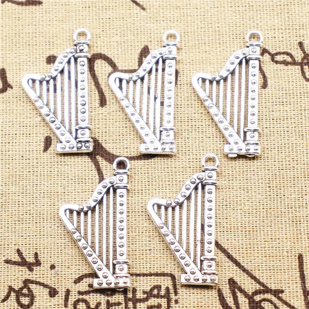 

Necklac For Woman 40x21mm Harp Charms Antique Silver Color 2pcs