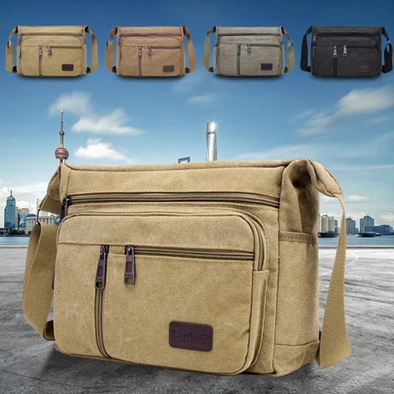 

Холщовая сумка-мессенджер для мужчин, винтажные водонепроницаемые Вощеные сумки через плечо, портфель с мягкой подкладкой, мужская сумочка