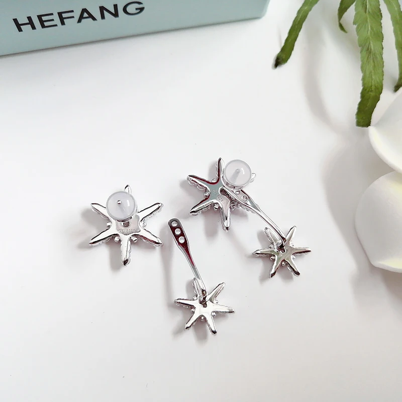 

Snowflake Earrings S925 Sterling Silver micro inlaid zircon fashion ladies exquisite Party style exquisite jewelry
