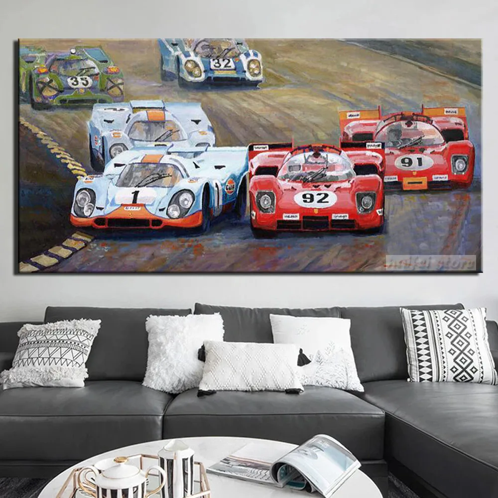 

Картина «сделай сам» для алмазной живописи Ferrari vs Porsche 1970 Watkins Glen, 6 часов работы, квадратная картина для автомобиля