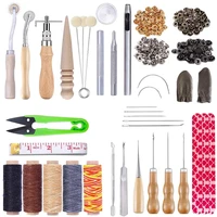 kaobuy 73pcs leather tools kit with waxed thread sewing needles adjustable stitching groover leather snap fasteners kit