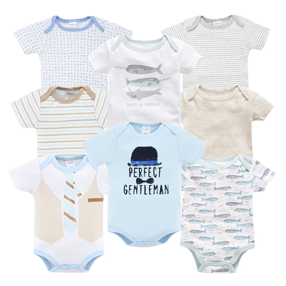 Детские боди с короткими рукавами 8 шт./компл. Комбинезоны из 100% хлопка для