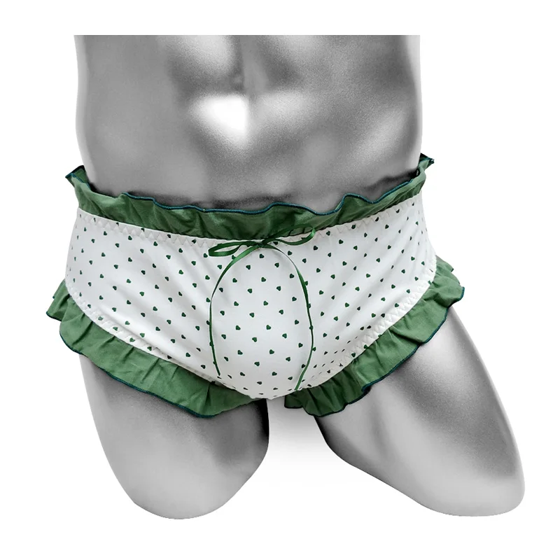 Men Soft Frilly Ruffle Briefs Underwear Dot Cotton Sissy Panties Lingerie Funny Male Hot Sexy Gay Underpants