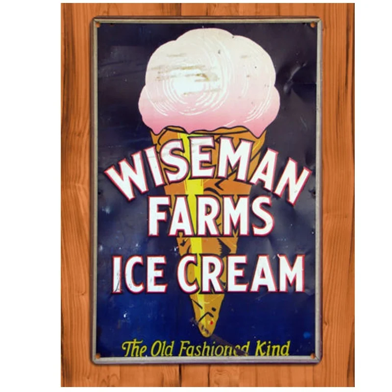 

TIN SIGN "Wiseman Farms Ice Cream" Dessert Kitchen Rustic Ad Wall Decor