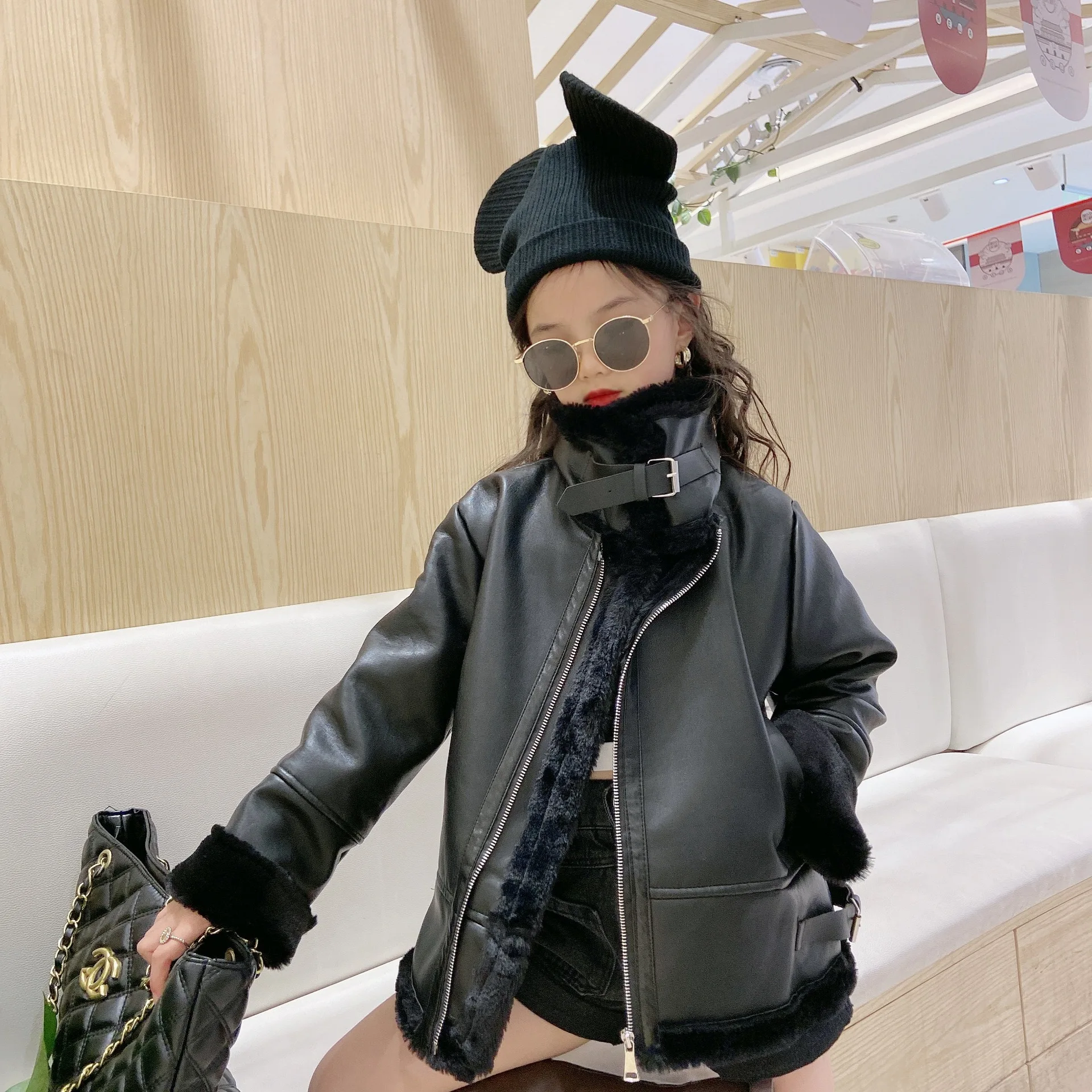 Куртки для девочек 20 осенне-зимняя новая мотоциклетная одежда универсальная