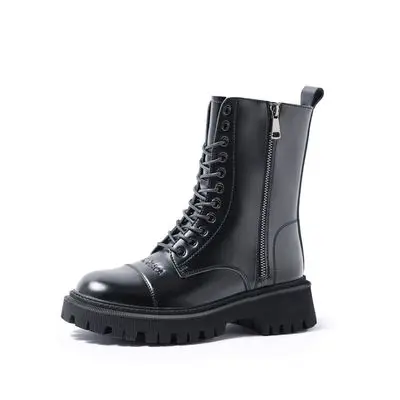 

Martin boots Thick-soled version Korean leisure mid-tube Paris autumn and winter velvet leather boots plus cotton2021 women boot