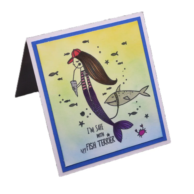 Девушка Русалка Акула прозрачный силиконовый штамп/печать для DIY скрапбукинга