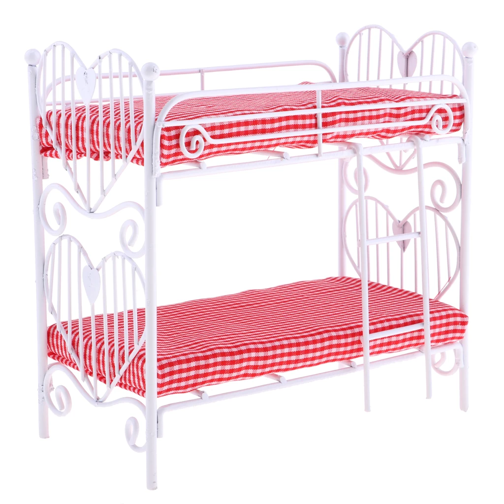 

1:12 Scale Miniature Plaid Metal Bunk Bed Furniture for Dollhouse Bedroom