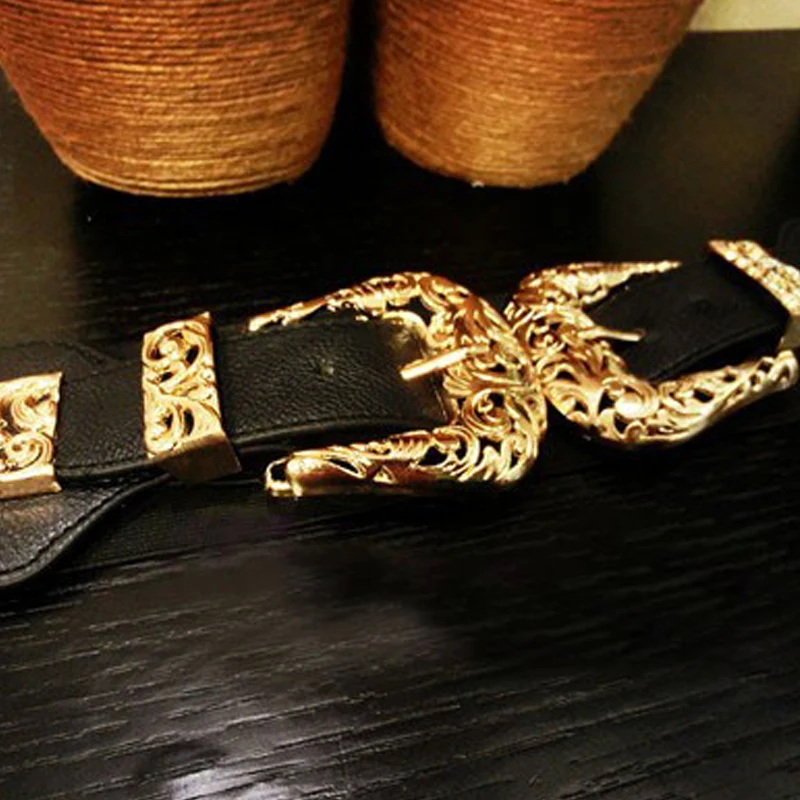 

New Fashion Female Vintage Strap Metal Pin Buckle Leather Belts For Women elastic Designer sexy gold wide waist belt Free Ship