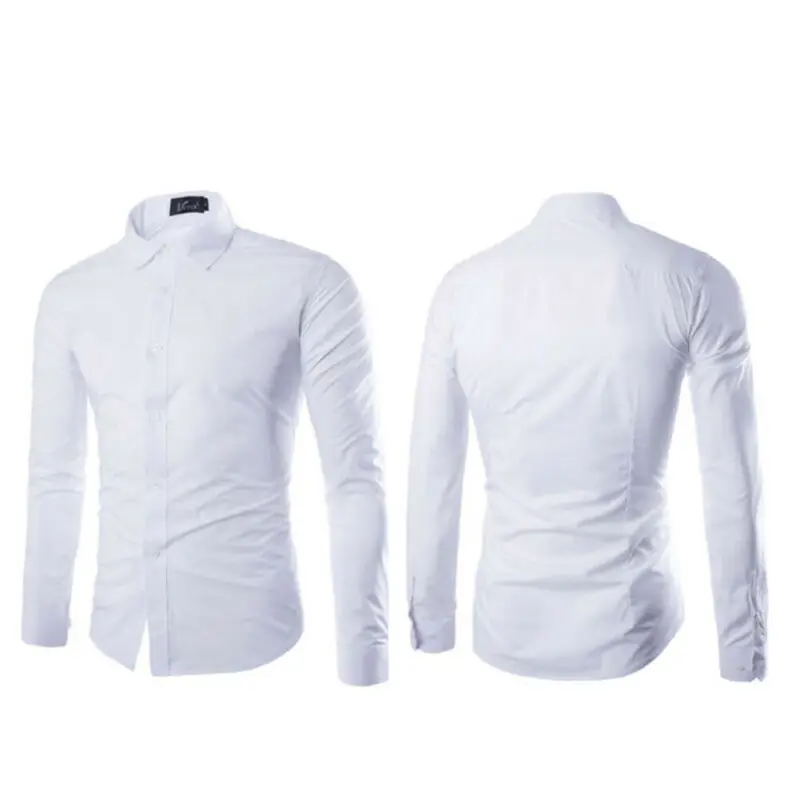 

Hirigin Luxury Men's Long Sleeve Slim Fit Formal Office Dress Shirt Solid Single Breasted Shirt Work Button Down Casual M-3XL