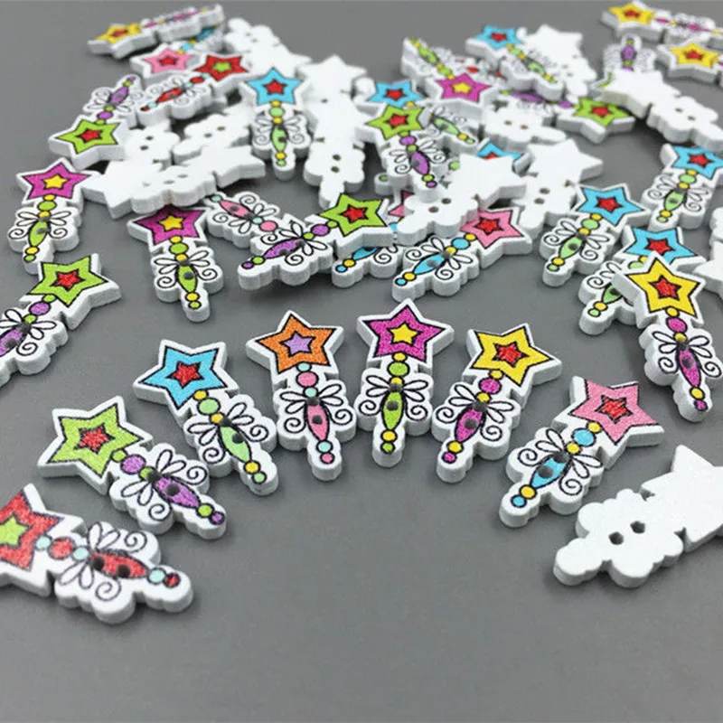 DIY 200 шт мультяшная волшебная палочка Форма деревянные кнопки подходит для шитья