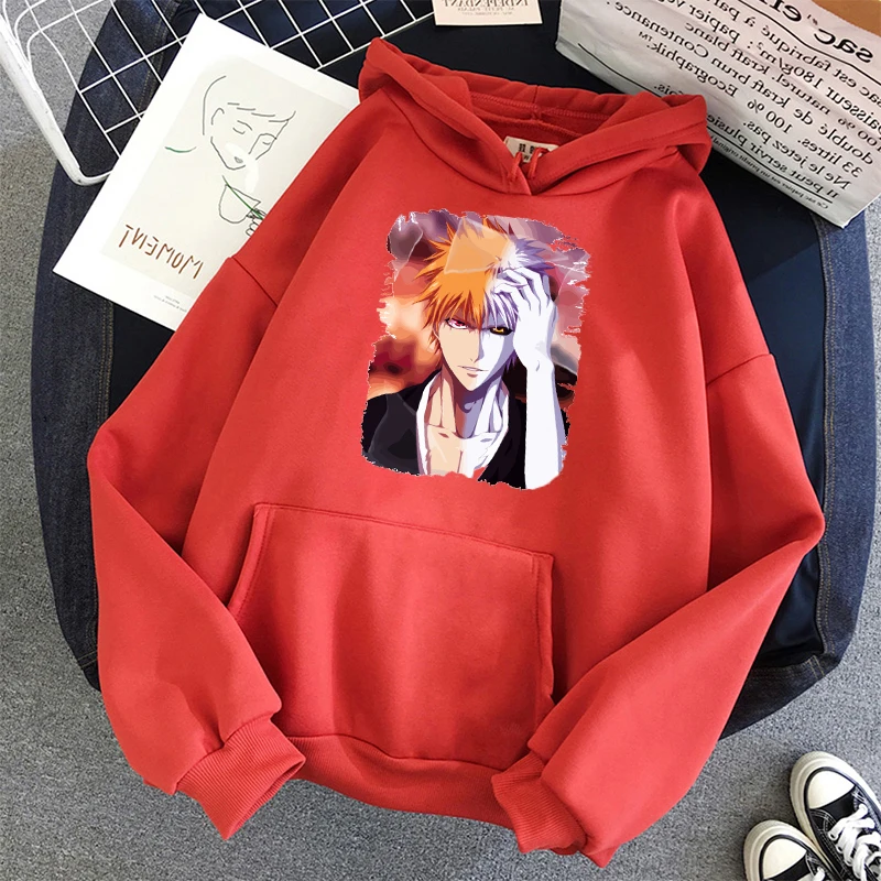 

Winter Kurosaki Ichigo Hoodies unisex Bleach Print Sweatshirts Leisure Long Sleeve Hooded Female Casual Pullover Ladies Clothes