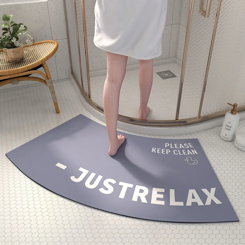 modern simplicity bath mats bathroom entrance door mat diatom mud arc fan shaped non slip water absorption floor rug carpet free global shipping