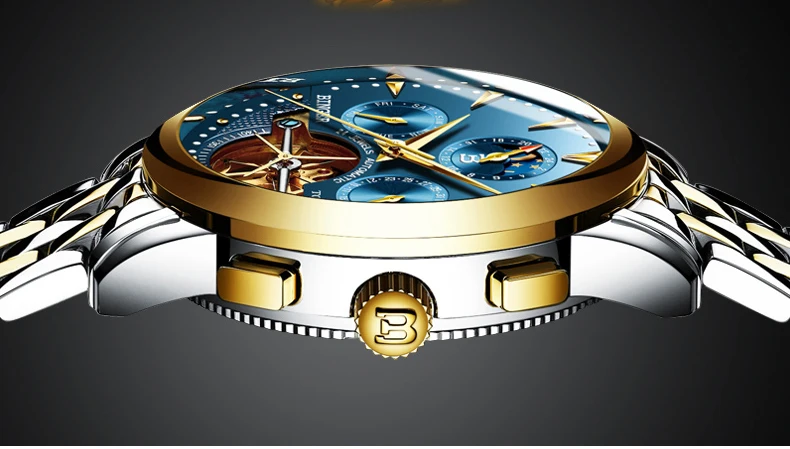 Швейцарские роскошные мужские часы Бингер бренд Tourbillion механические часы сапфировые полностью из нержавеющей стали часы мужские B1188-6