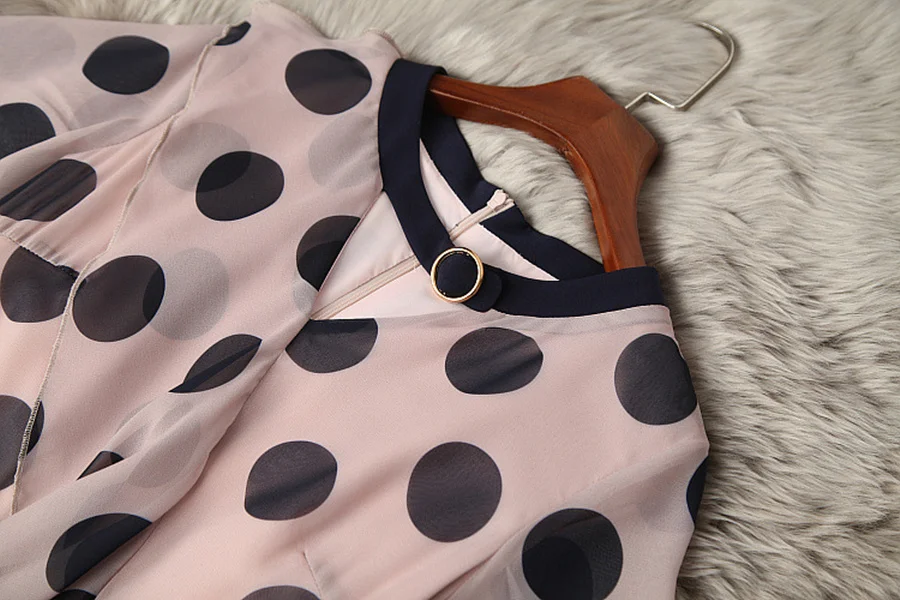 

Europe and the United States women's clothing New Summer 2021 Short sleeved v-neck polka dot flounces Fashion dress