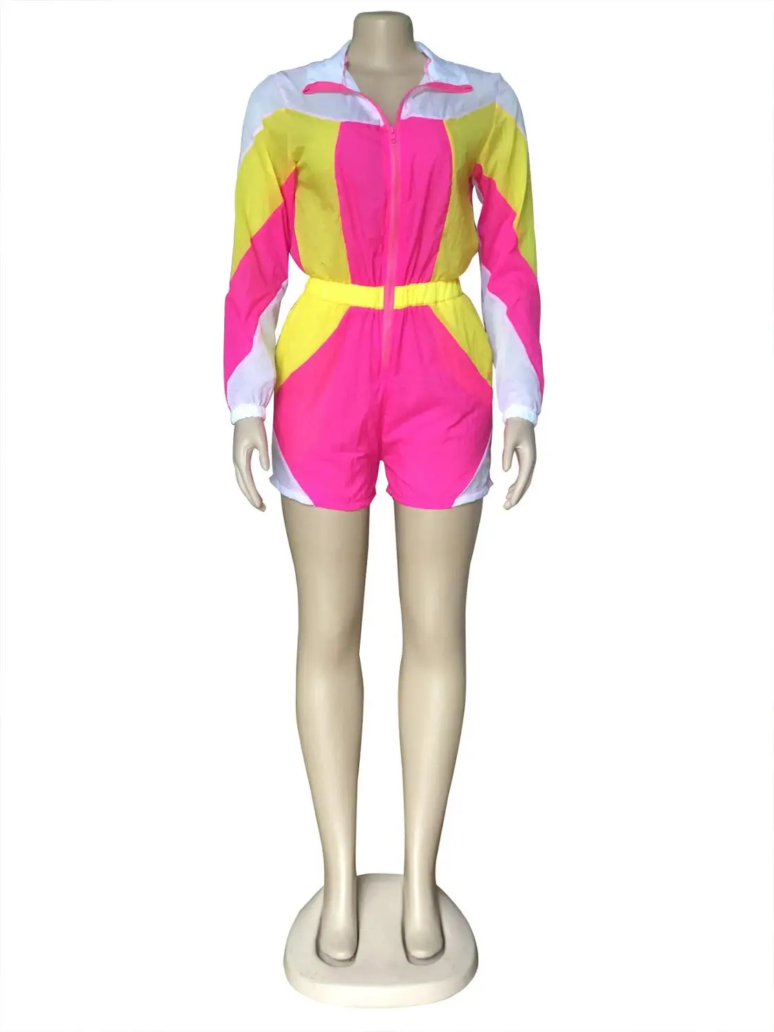 Женский спортивный комбинезон на молнии Повседневный Яркий комбинированный