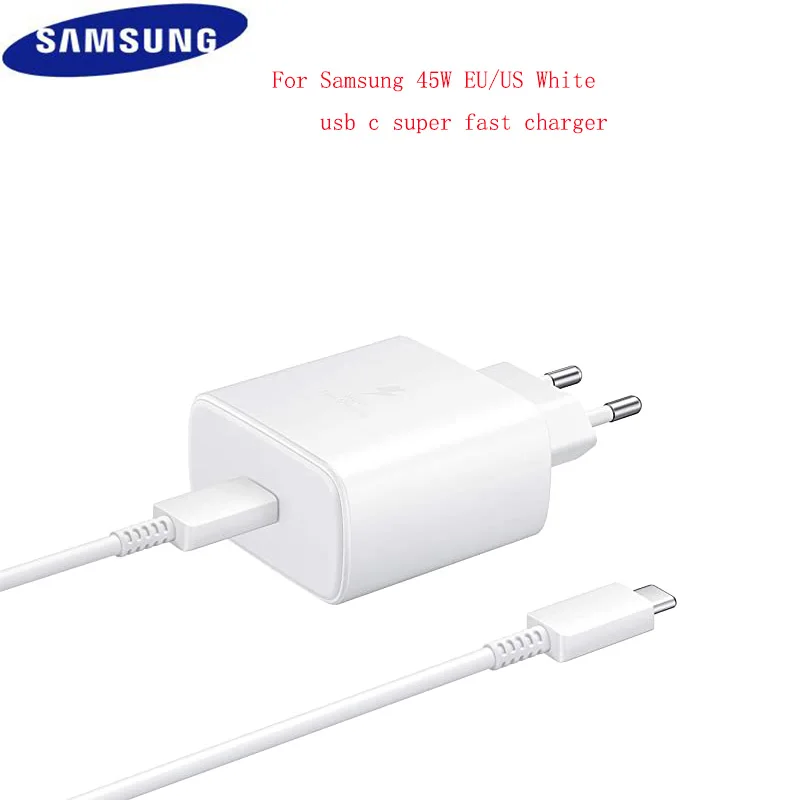 Samsung оригинальный 45 Вт супер быстрое зарядное устройство с двойным USB Type C кабель