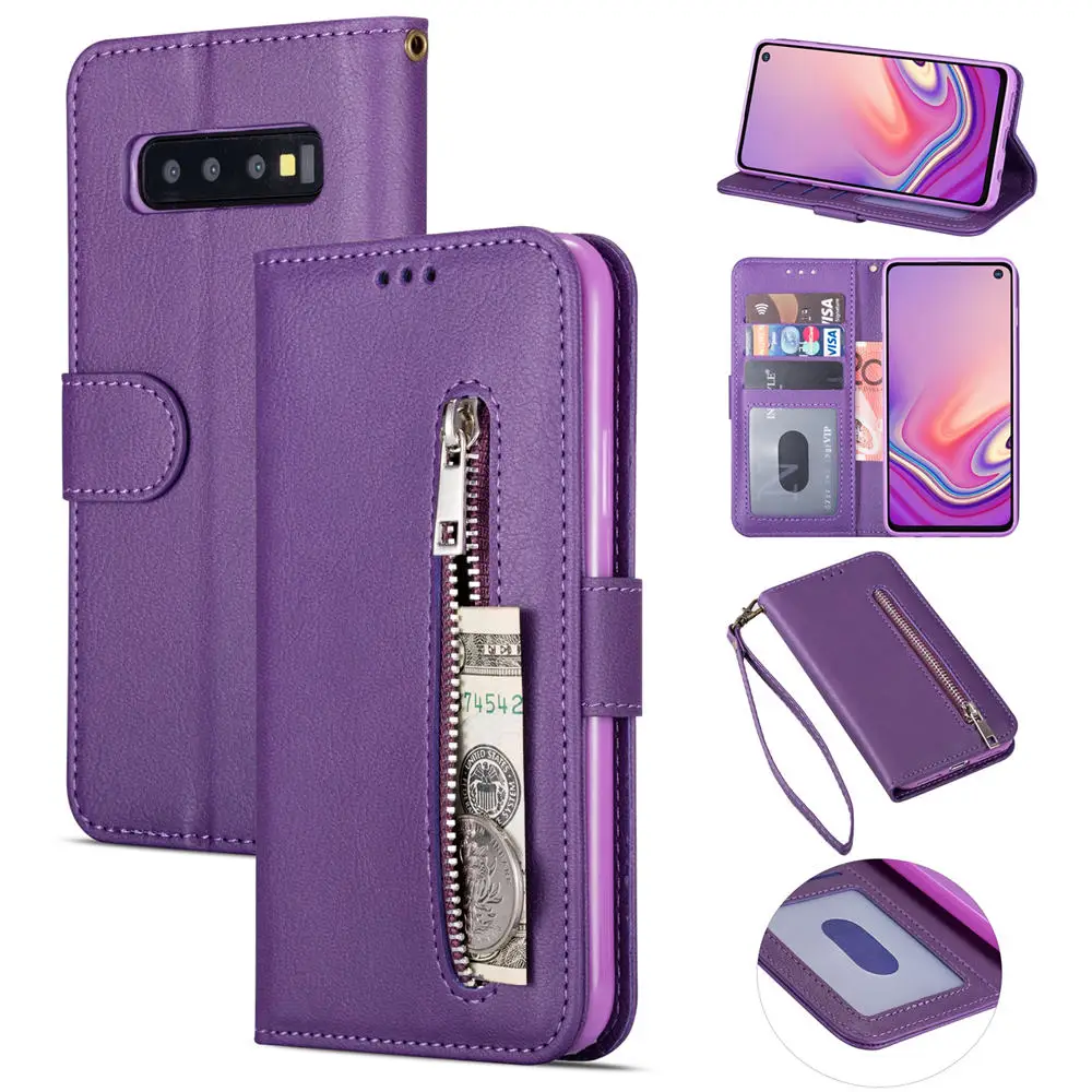 Чехол кошелек для Samsung S20 Ultra Galaxy S10E S10 Lite 5G S9 S8 Plus S7 S6 edge s20 + кожаный чехол на молнии с