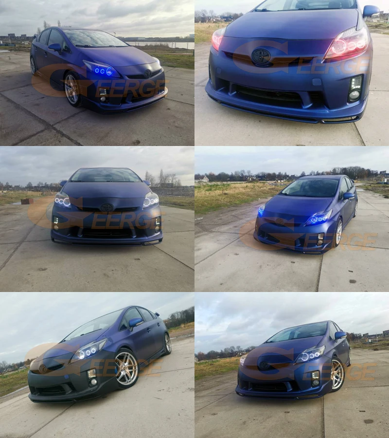 

For Toyota Prius 2010-2015 XENON HEADLIGHT Excellent RF remote Bluetooth APP Multi-Color Ultra bright RGB LED Angel Eyes kit