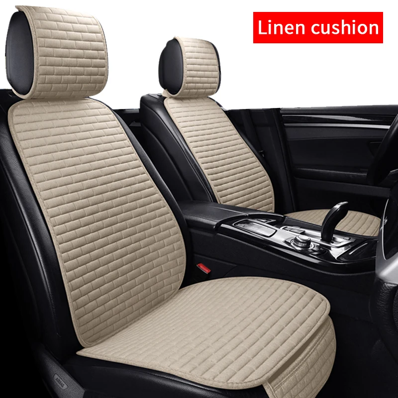 

Чехол для автомобильного сиденья из льняной ткани, Всесезонная Передняя и задняя подушка, дышащий защитный коврик, автомобильные аксессуар...