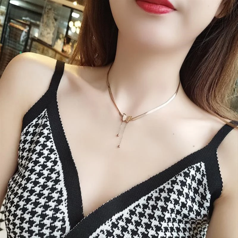 Женское Ожерелье-бабочка из нержавеющей стали 316L | Украшения и аксессуары